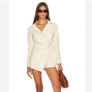 Superdown Chantel Faux Leather Romper Bone cream jumpsuit one piece Revolve S